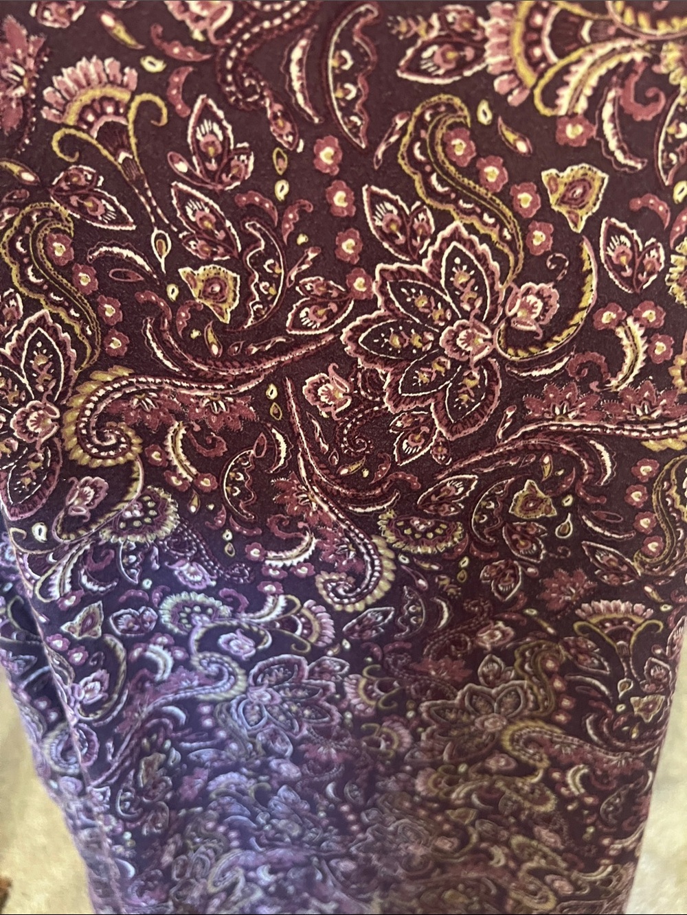Women's Purple Paisley Maxi Dress with Scoop Neck and Long Sleeves Size Large - Picture 3 of 11